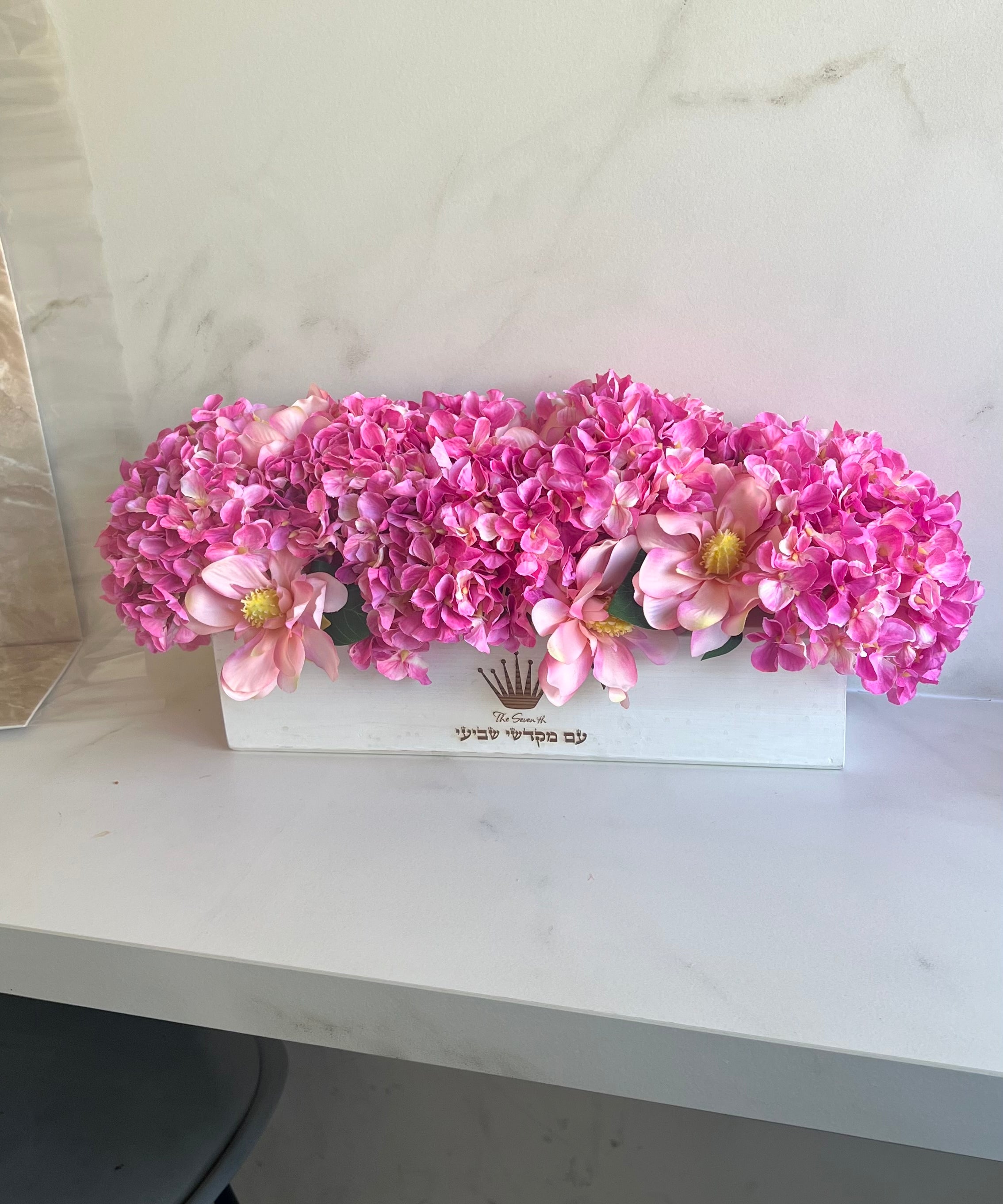 Centre de table hortensias